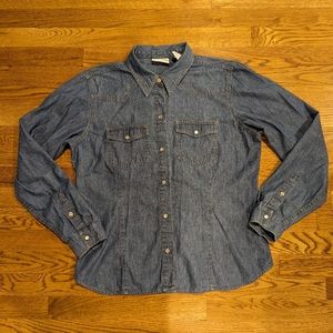 Western Denim Pearl Snap Button - Liz Claiborne